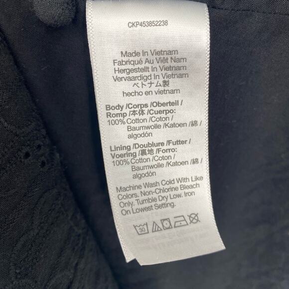 Madewell Dress Black Embroidered Eyelet Button Front Tiered Quiet Luxury XS - Picture 6 of 8